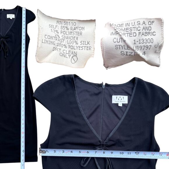 David Meister V-Neck Bow Cocktail Dress Sz 4 - Picture 3 of 6